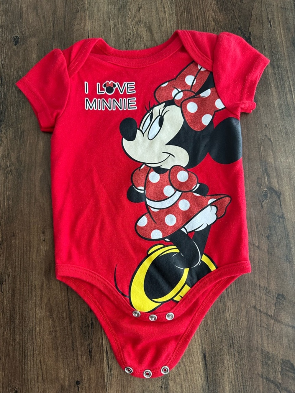 Disney Minnie Mouse Baby Bodysuit Red Polka Dot Graphic 3–6M ❤️ - Picture 3 of 4
